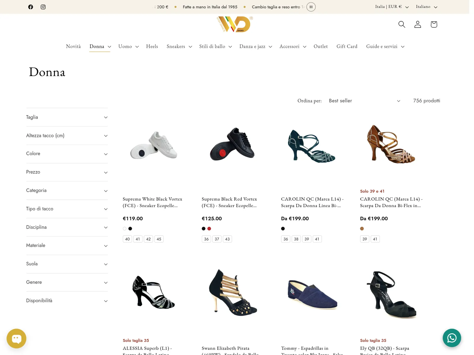 Women's collection: 756 products filtered by size, heel and dance style