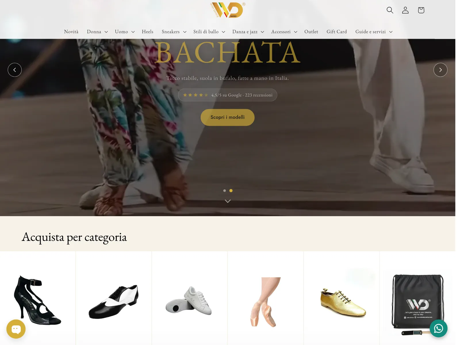 Shop by category, from ballroom shoes to pointe shoes
